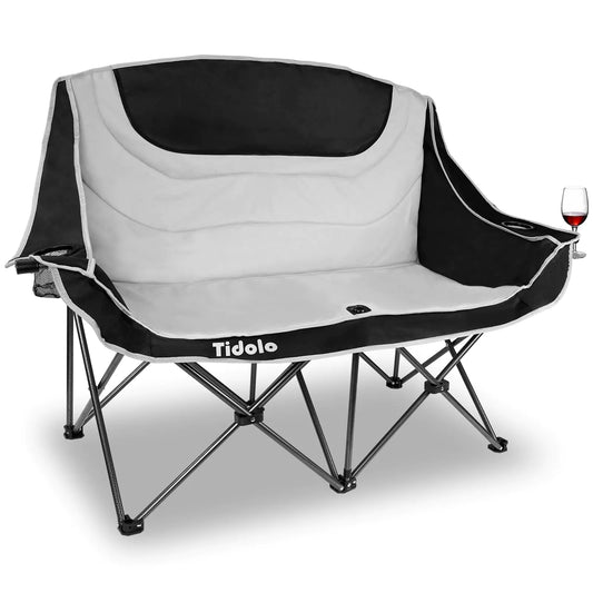 ortable Camping Loveseat – Extra-Wide Folding Lawn Chair for 2 with Drink Holders
